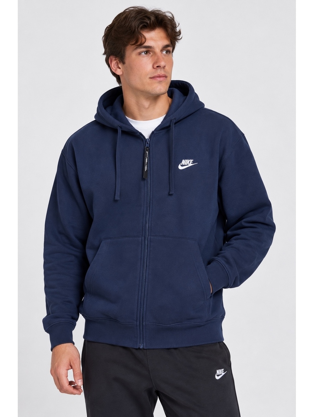 Nike Sportswear Club Fleece Full Zip Hoodie Men’s Large L Midnight Navy NWT